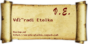 Váradi Etelka névjegykártya